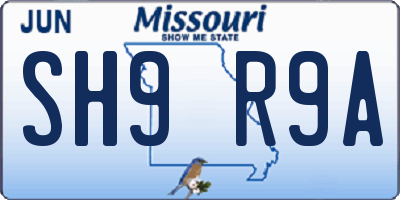 MO license plate SH9R9A