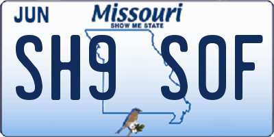 MO license plate SH9S0F