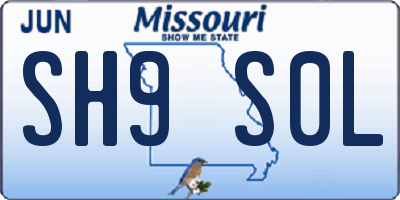 MO license plate SH9S0L