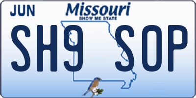 MO license plate SH9S0P
