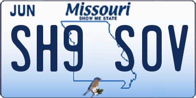 MO license plate SH9S0V