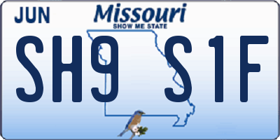 MO license plate SH9S1F