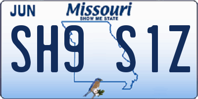 MO license plate SH9S1Z