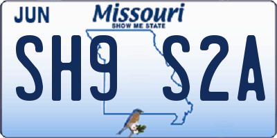 MO license plate SH9S2A