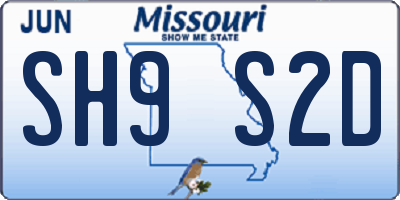 MO license plate SH9S2D