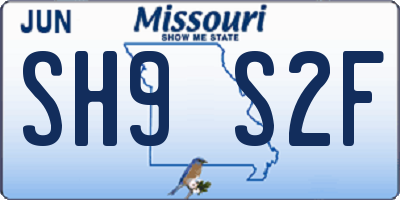 MO license plate SH9S2F