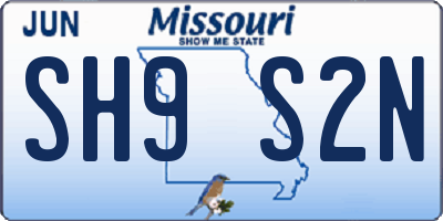 MO license plate SH9S2N