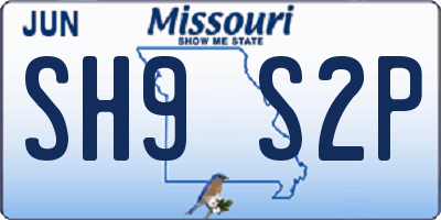 MO license plate SH9S2P