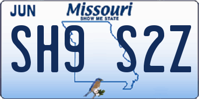 MO license plate SH9S2Z