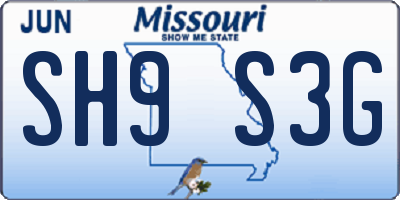 MO license plate SH9S3G