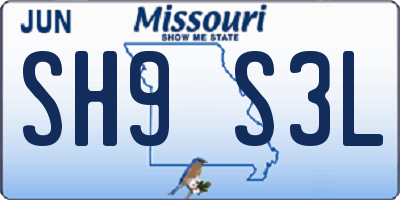 MO license plate SH9S3L