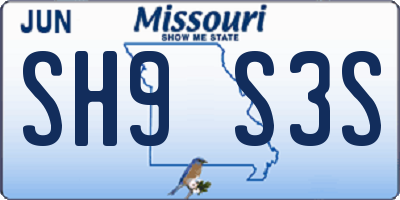 MO license plate SH9S3S