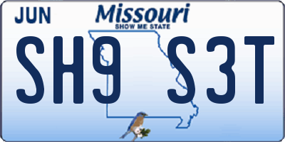 MO license plate SH9S3T