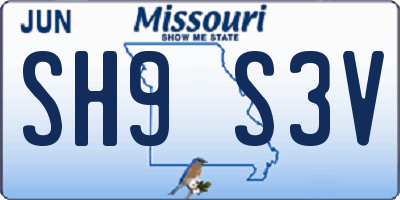 MO license plate SH9S3V