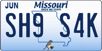MO license plate SH9S4K