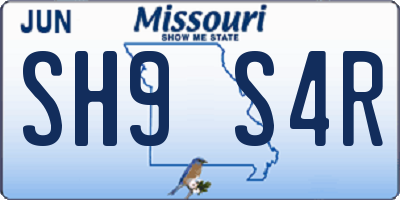 MO license plate SH9S4R