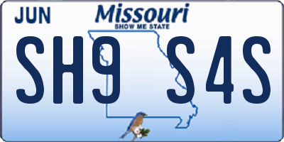 MO license plate SH9S4S