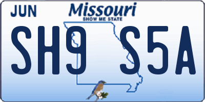 MO license plate SH9S5A