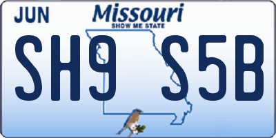 MO license plate SH9S5B