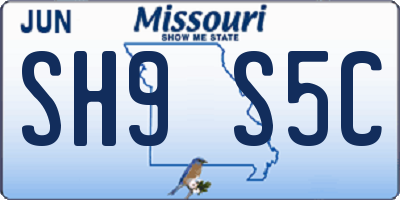 MO license plate SH9S5C