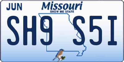 MO license plate SH9S5I