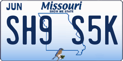 MO license plate SH9S5K