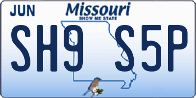 MO license plate SH9S5P