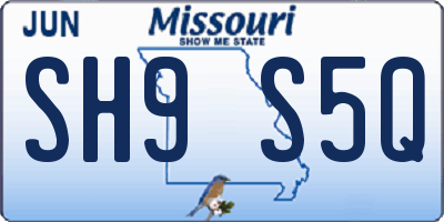 MO license plate SH9S5Q