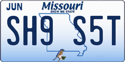 MO license plate SH9S5T