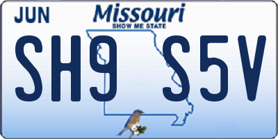 MO license plate SH9S5V