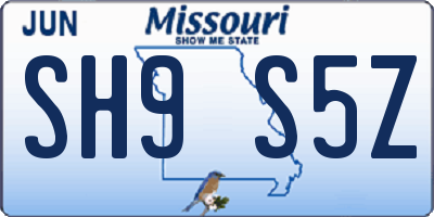 MO license plate SH9S5Z