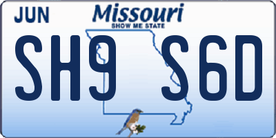 MO license plate SH9S6D