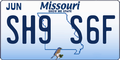 MO license plate SH9S6F
