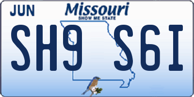 MO license plate SH9S6I
