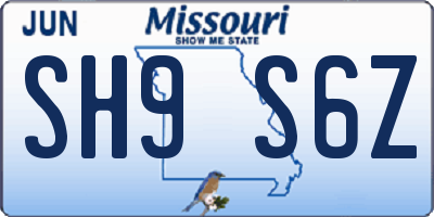 MO license plate SH9S6Z