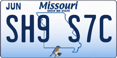 MO license plate SH9S7C