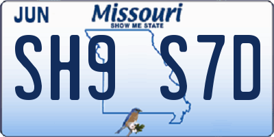 MO license plate SH9S7D