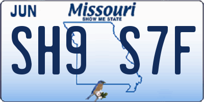 MO license plate SH9S7F