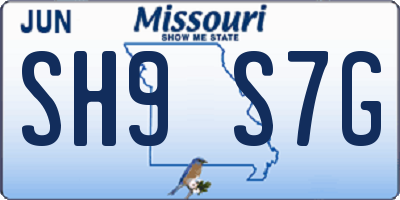 MO license plate SH9S7G