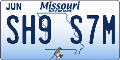 MO license plate SH9S7M