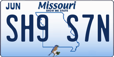 MO license plate SH9S7N