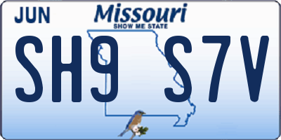 MO license plate SH9S7V