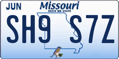 MO license plate SH9S7Z