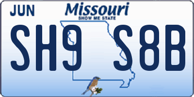 MO license plate SH9S8B