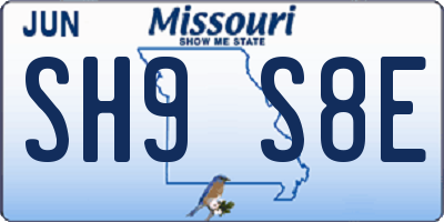 MO license plate SH9S8E