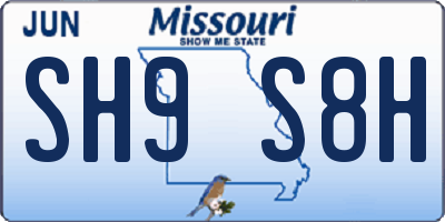 MO license plate SH9S8H