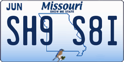 MO license plate SH9S8I