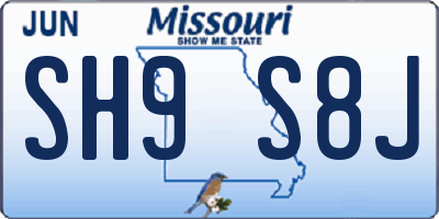 MO license plate SH9S8J