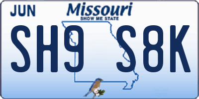 MO license plate SH9S8K