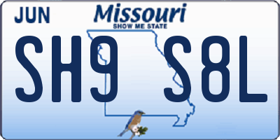MO license plate SH9S8L